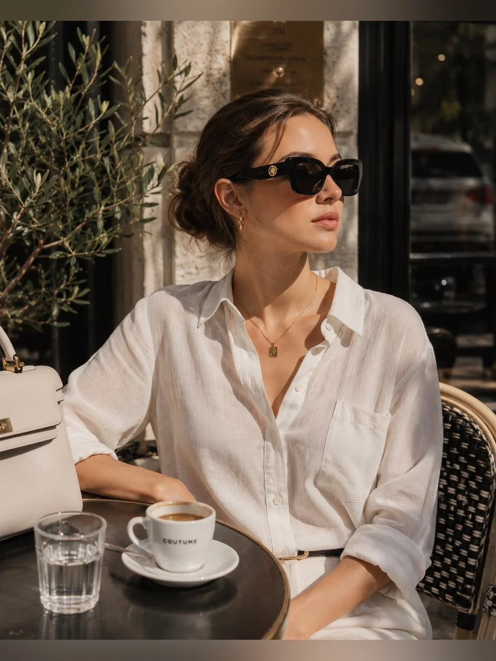 Black Oversized Cat-Eye Sunglasses with Gold Accents
